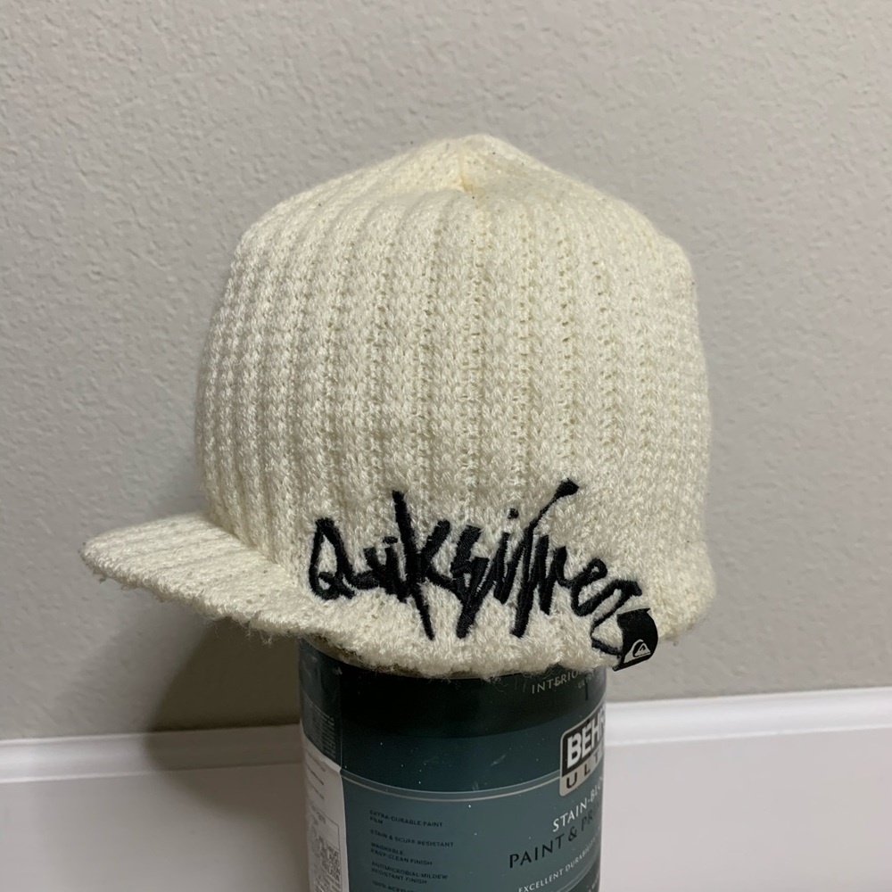 Quicksilver White Knit Treaty Visor Beanie